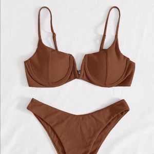 Brown Ribbed Bikini